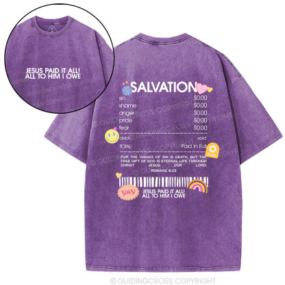 Jesus Paid It All Christian Washed T-Shirt