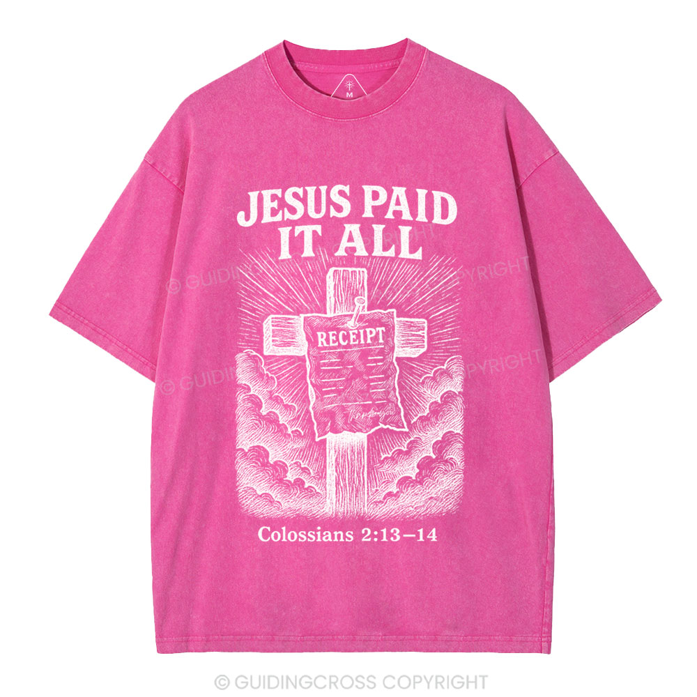 Jesus Paid It All Christian Washed T-Shirt