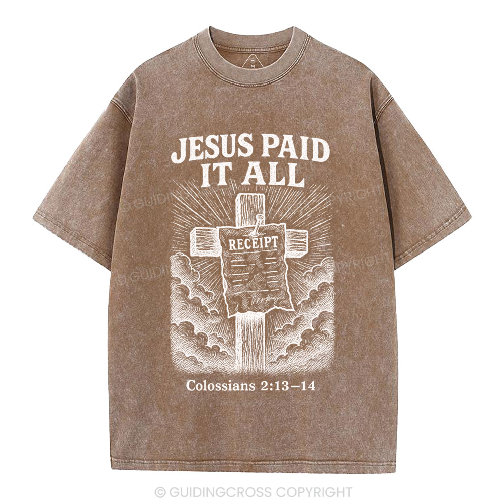 Jesus Paid It All Christian Washed T-Shirt