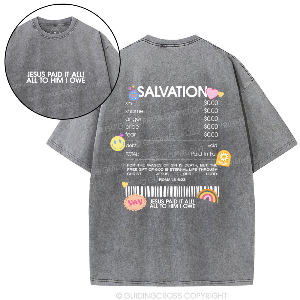 Jesus Paid It All Christian Washed T-Shirt