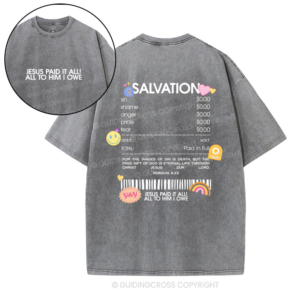 Jesus Paid It All Christian Washed T-Shirt