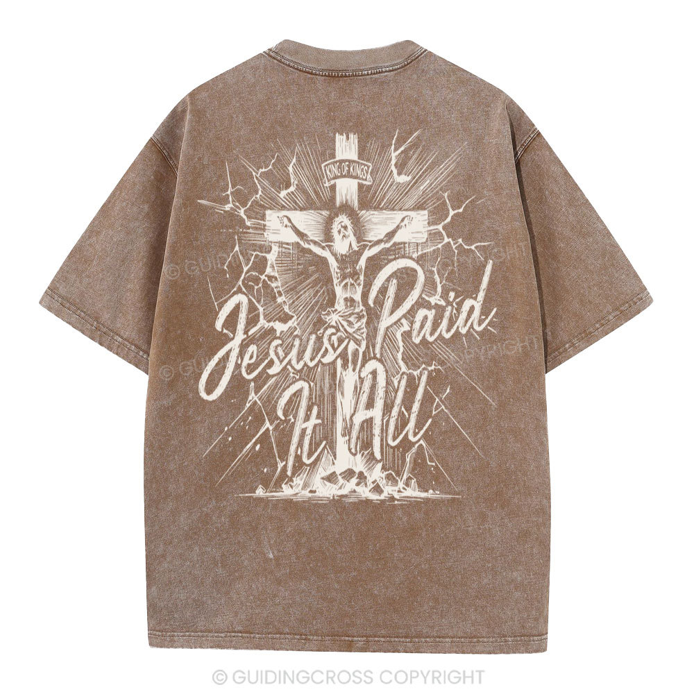 Jesus Paid It All Christian Washed T-Shirt