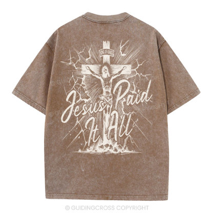 Jesus Paid It All Christian Washed T-Shirt
