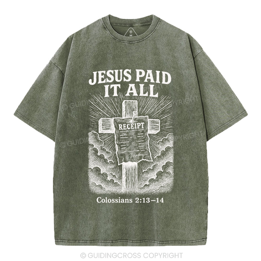 Jesus Paid It All Christian Washed T-Shirt