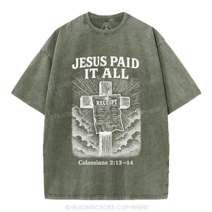 Jesus Paid It All Christian Washed T-Shirt