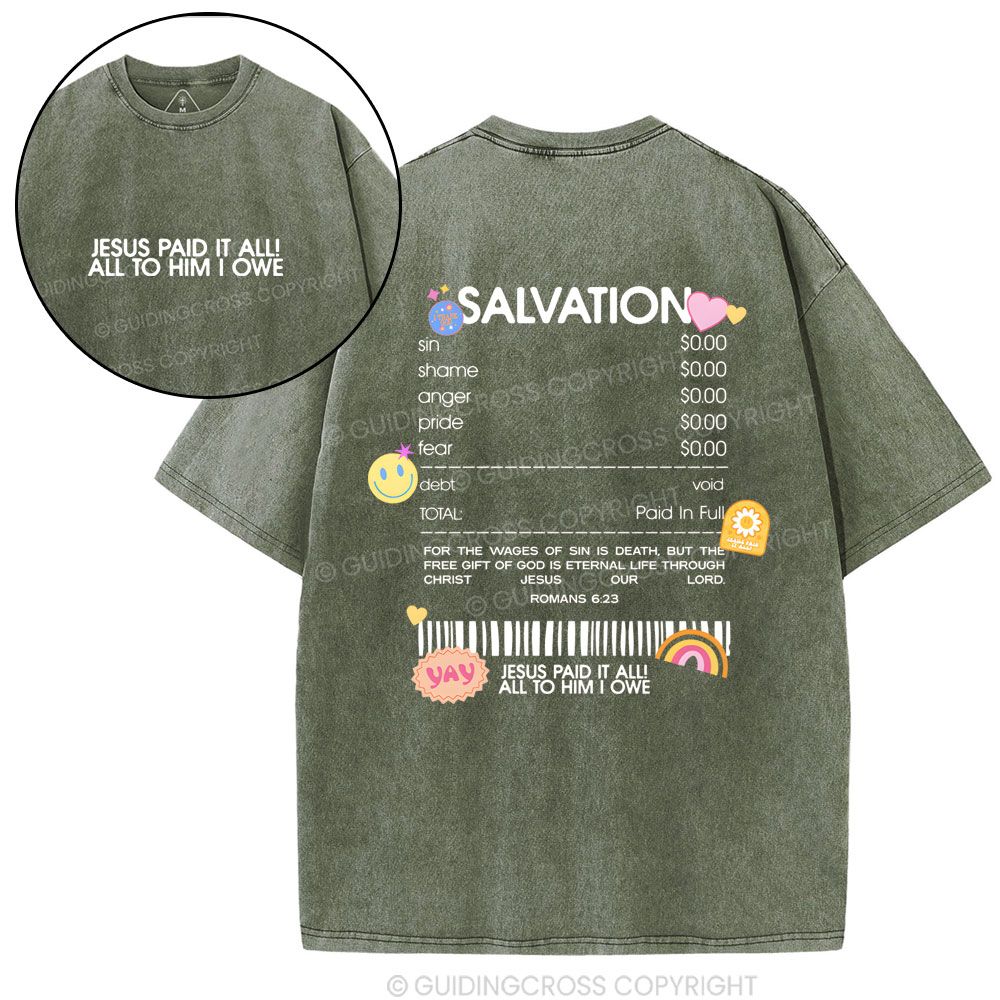 Jesus Paid It All Christian Washed T-Shirt