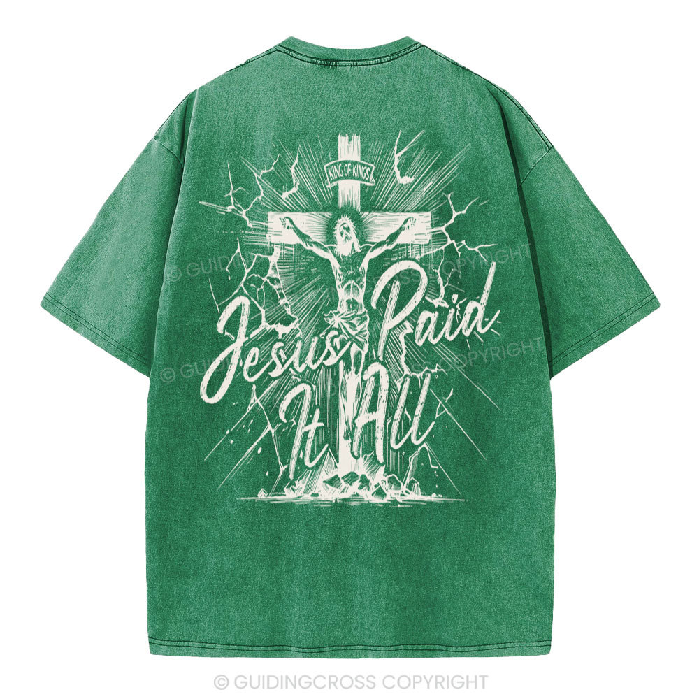 Jesus Paid It All Christian Washed T-Shirt