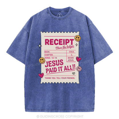 Jesus Paid It All Christian Washed T-Shirt