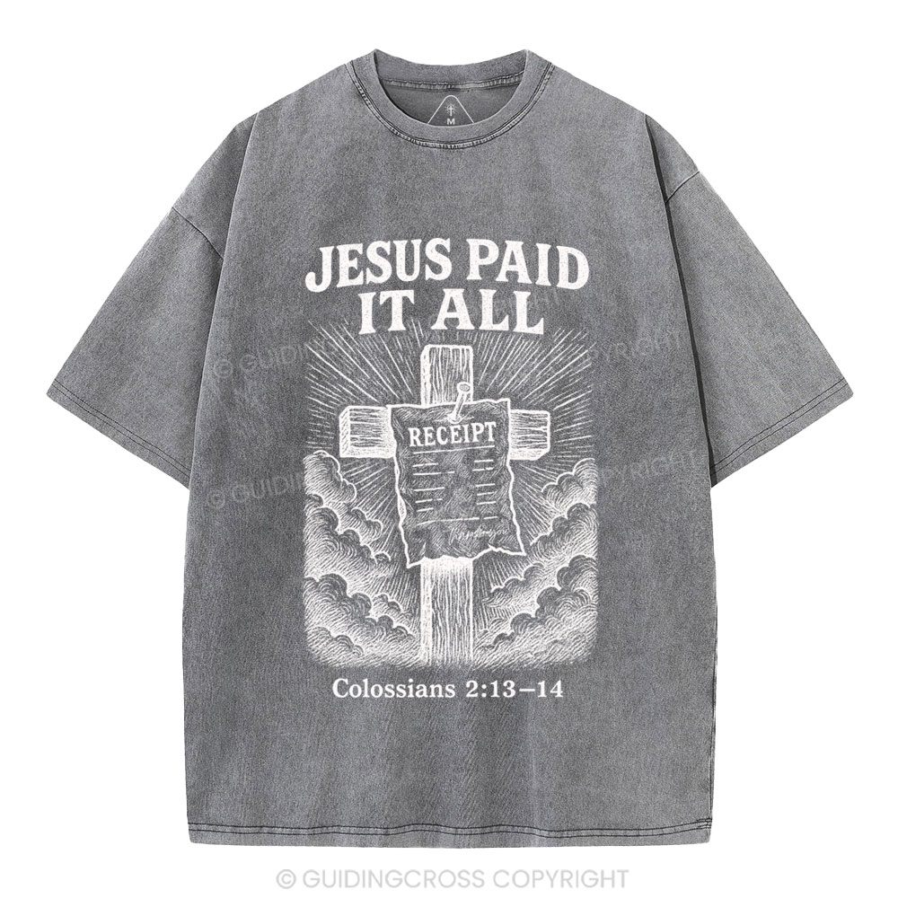 Jesus Paid It All Christian Washed T-Shirt