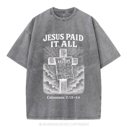 Jesus Paid It All Christian Washed T-Shirt