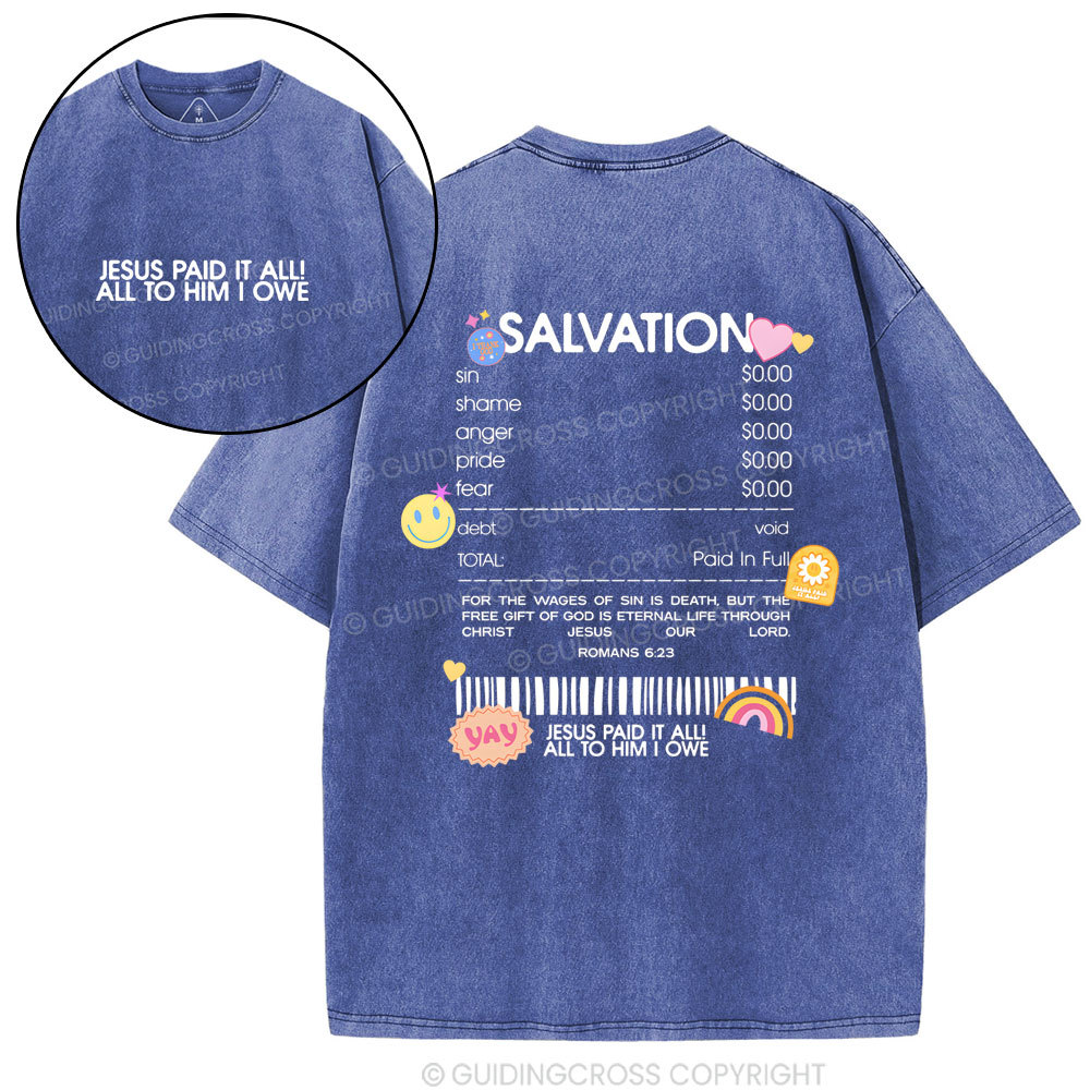 Jesus Paid It All Christian Washed T-Shirt
