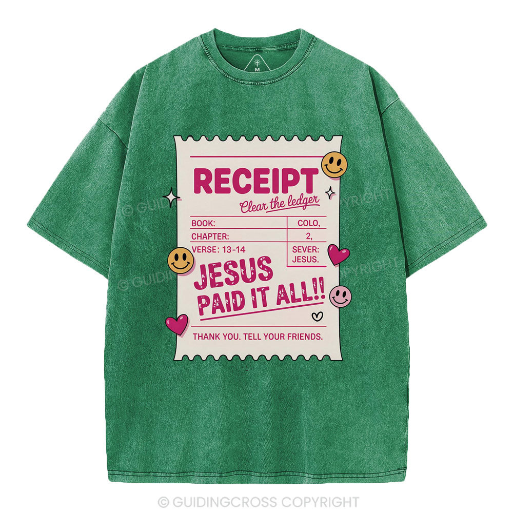 Jesus Paid It All Christian Washed T-Shirt