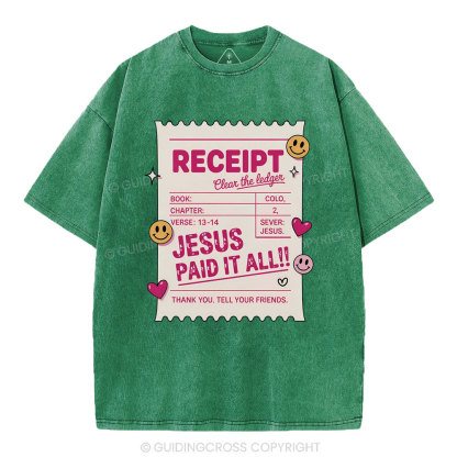 Jesus Paid It All Christian Washed T-Shirt