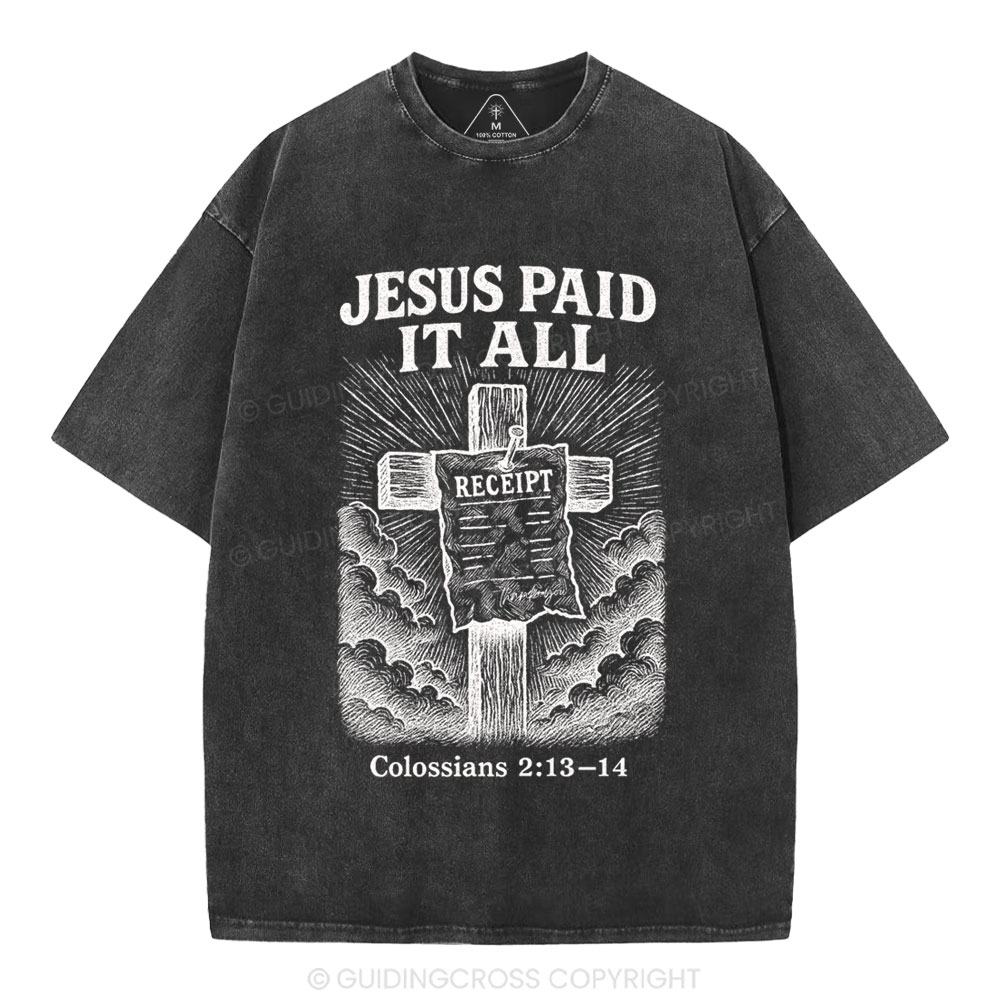 Jesus Paid It All Christian Washed T-Shirt