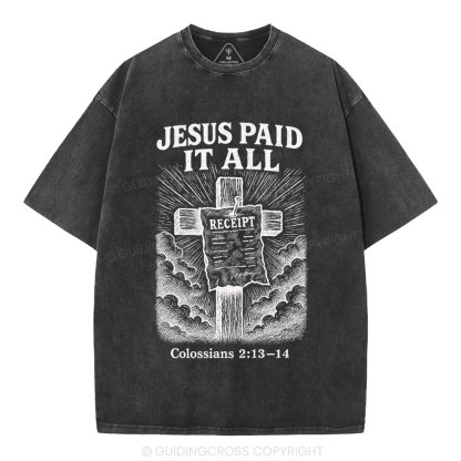 Jesus Paid It All Christian Washed T-Shirt
