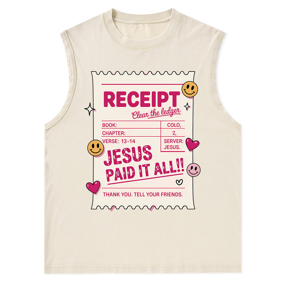 Jesus Paid It All Christian Washed Tank Top