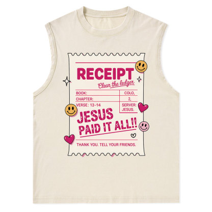 Jesus Paid It All Christian Washed Tank Top
