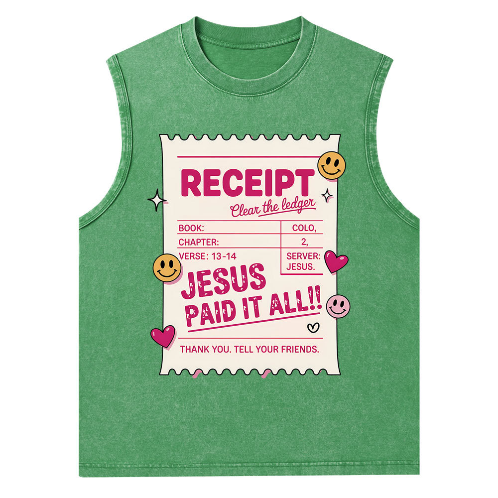 Jesus Paid It All Christian Washed Tank Top