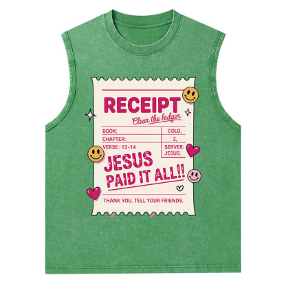 Jesus Paid It All Christian Washed Tank Top
