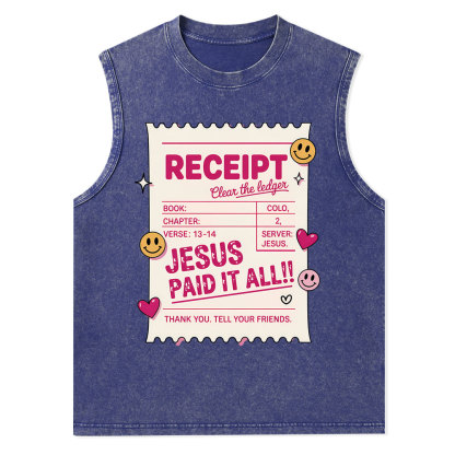 Jesus Paid It All Christian Washed Tank Top