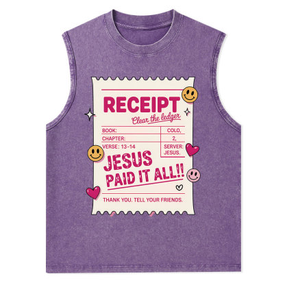 Jesus Paid It All Christian Washed Tank Top