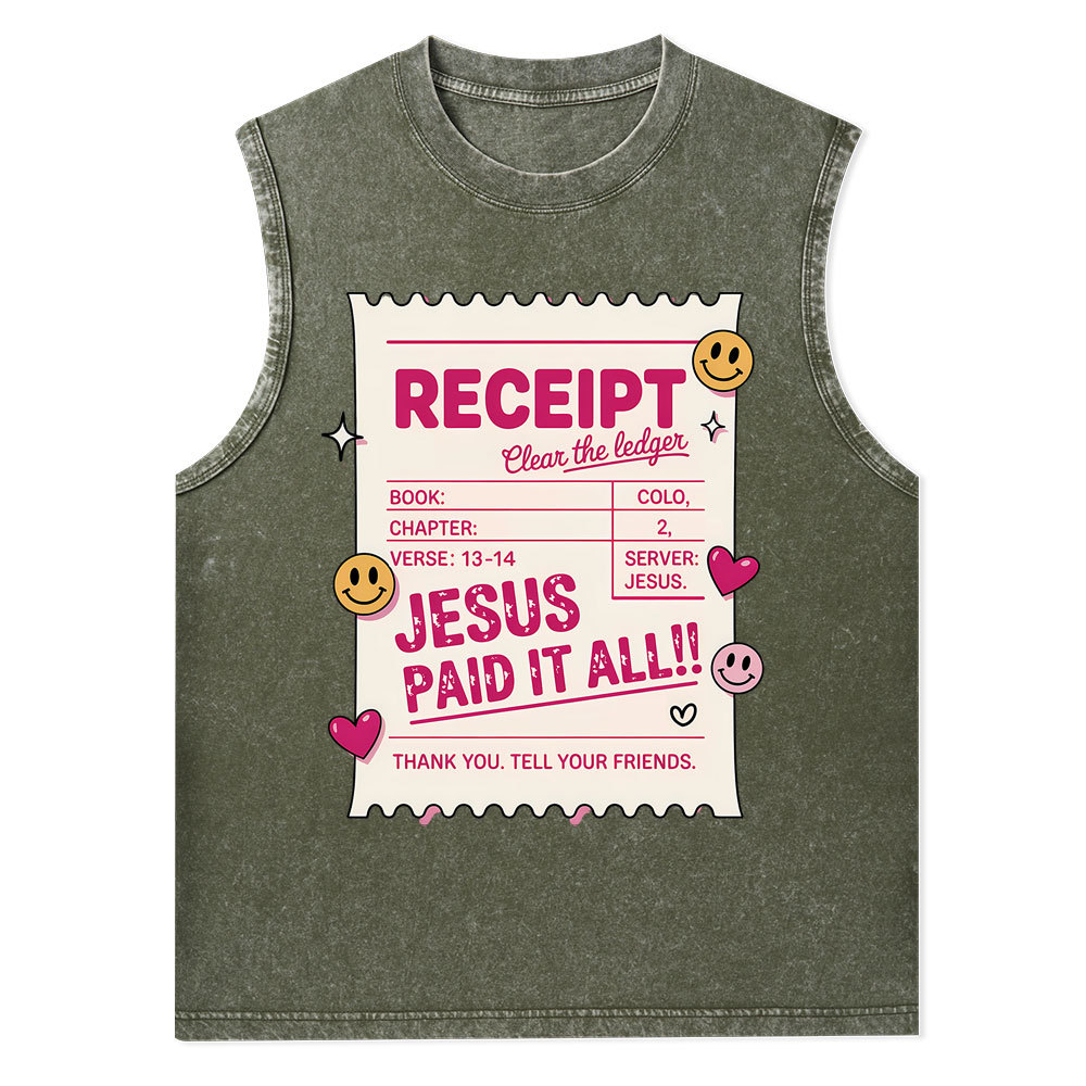 Jesus Paid It All Christian Washed Tank Top