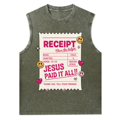 Jesus Paid It All Christian Washed Tank Top