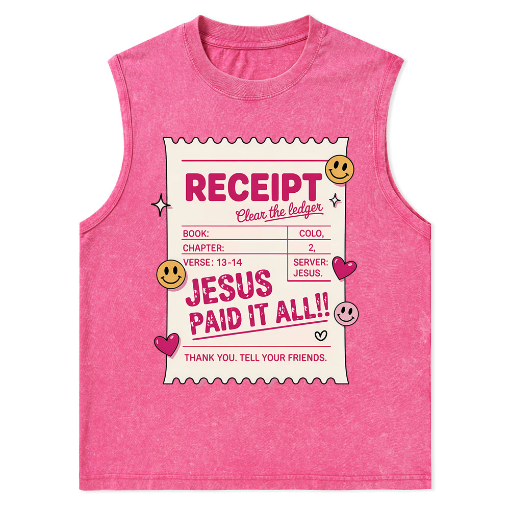 Jesus Paid It All Christian Washed Tank Top