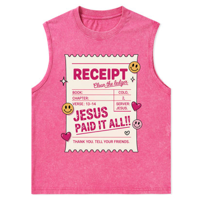 Jesus Paid It All Christian Washed Tank Top