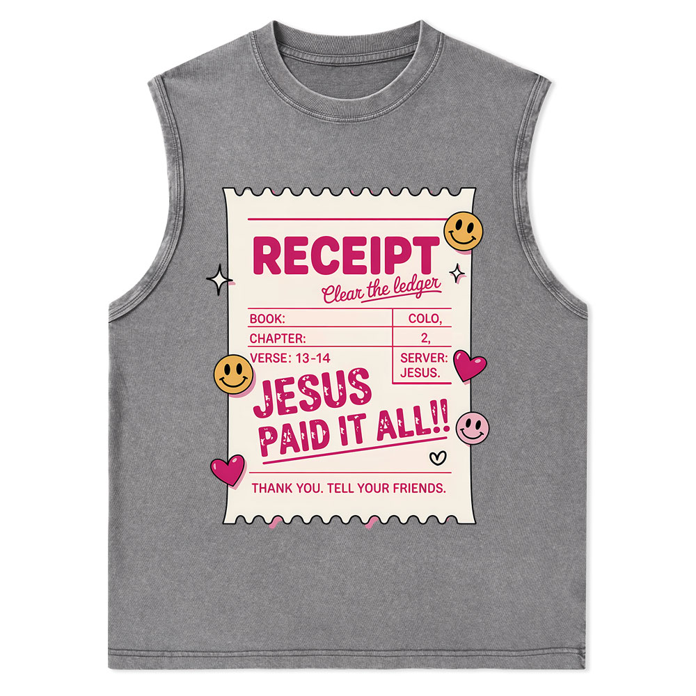 Jesus Paid It All Christian Washed Tank Top