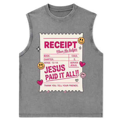 Jesus Paid It All Christian Washed Tank Top