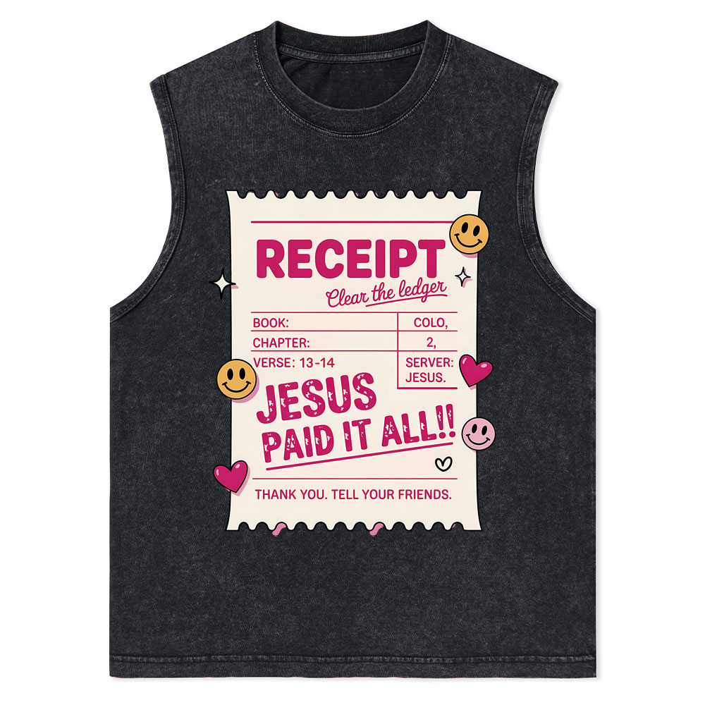Jesus Paid It All Christian Washed Tank Top