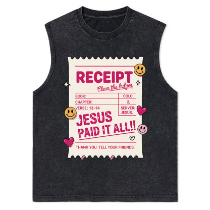 Jesus Paid It All Christian Washed Tank Top