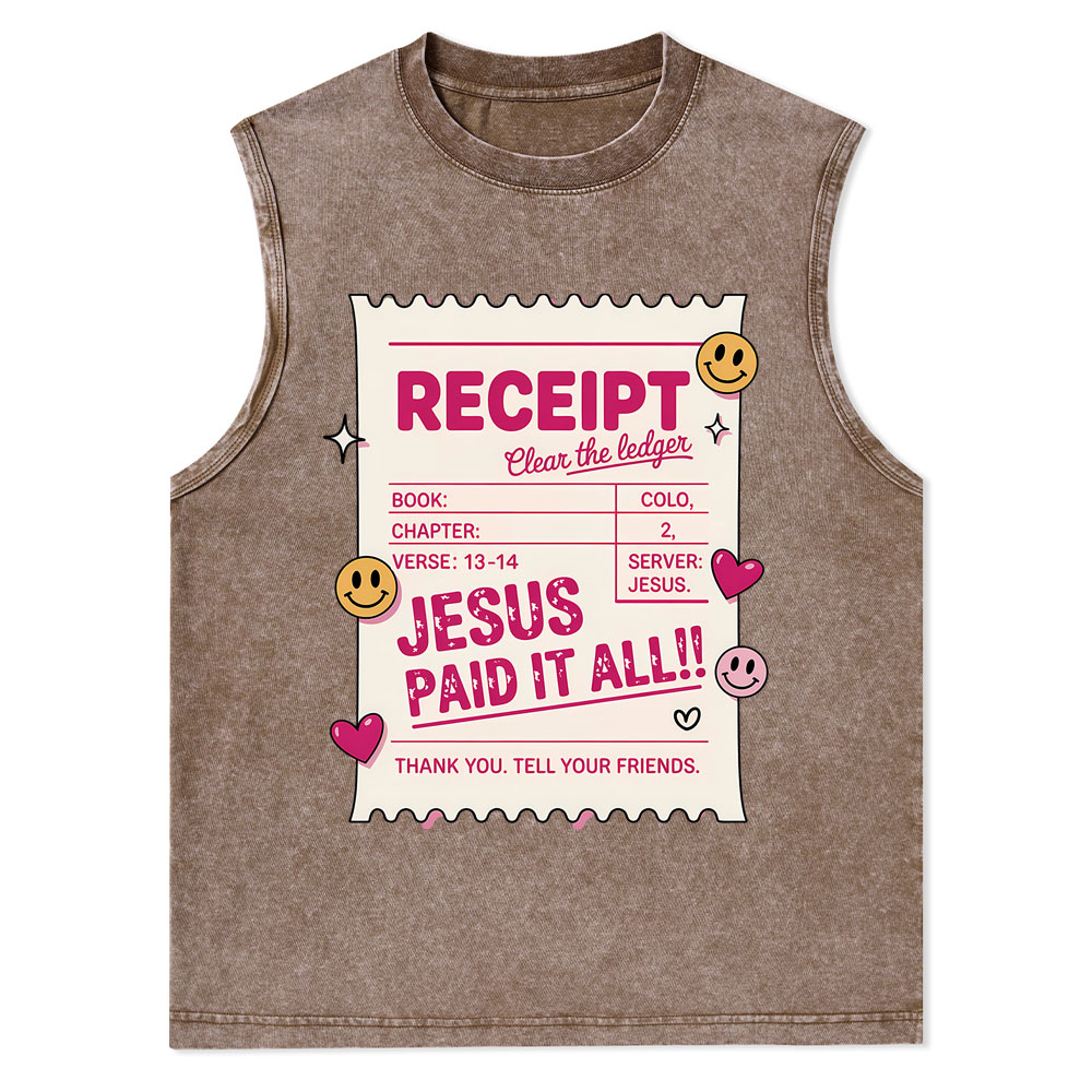 Jesus Paid It All Christian Washed Tank Top