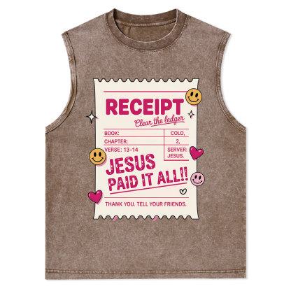 Jesus Paid It All Christian Washed Tank Top