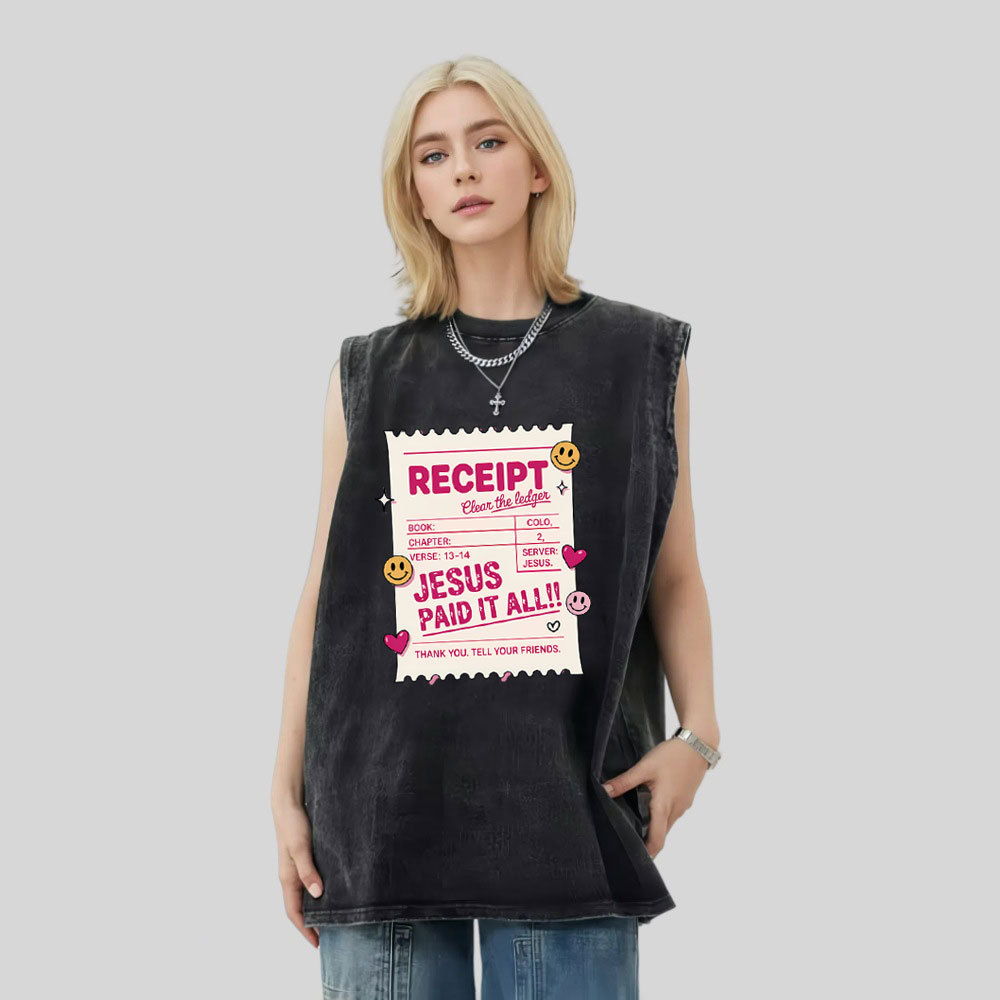 Jesus Paid It All Christian Washed Tank Top
