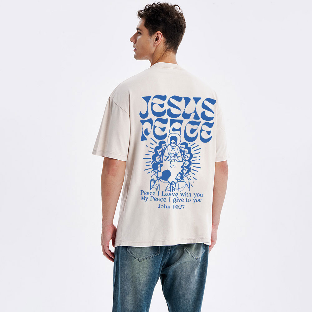 Jesus Peace Christian Washed T-Shirt