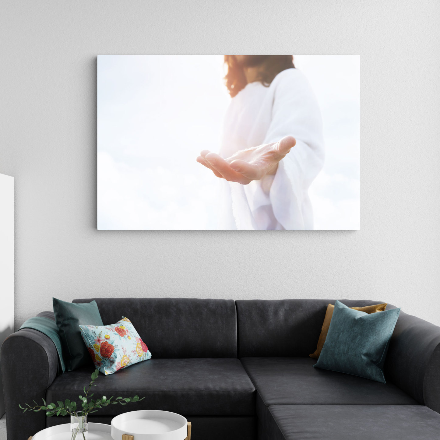 Jesus Reaching Out Hand Christian Canvas Wall Art