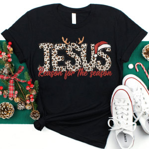 Image of Jesus Reason For The Season Christian Christmas T-Shirt