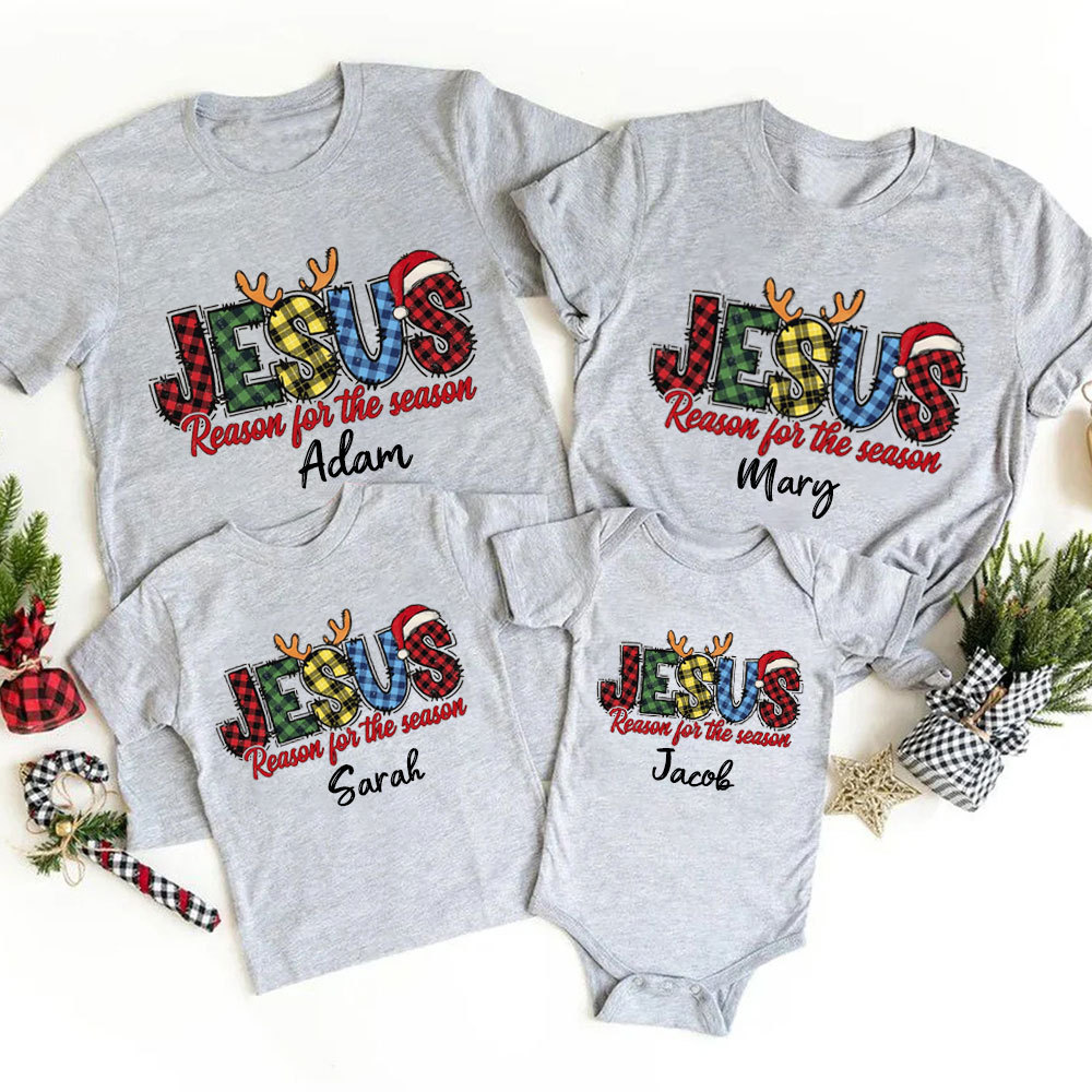 Jesus Reason For The Season Plaid Christmas Family Matching Shirts