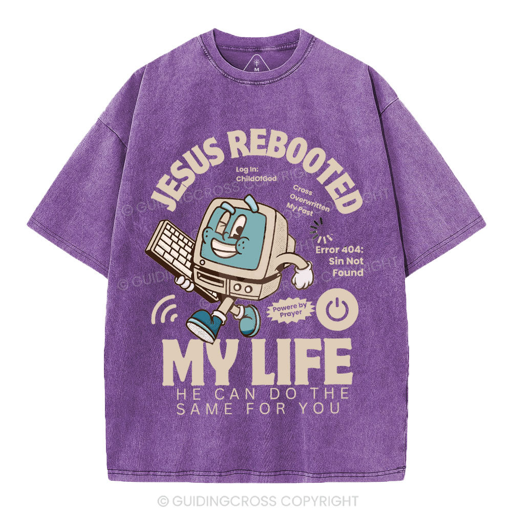 Jesus Rebooted My Life Christian Washed T-Shirt