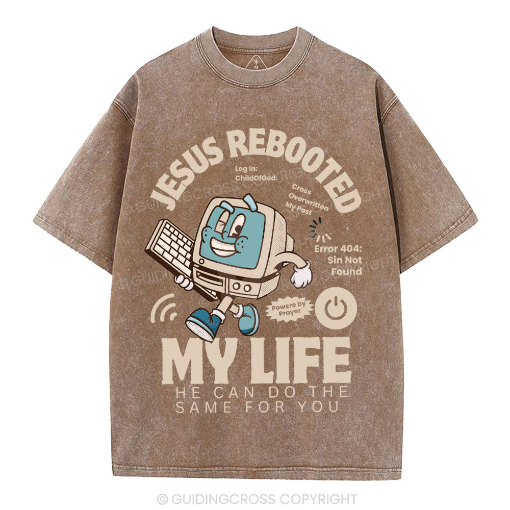 Jesus Rebooted My Life Christian Washed T-Shirt