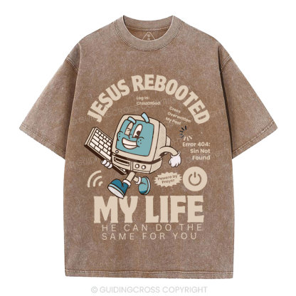 Jesus Rebooted My Life Christian Washed T-Shirt