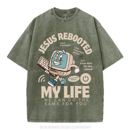 Jesus Rebooted My Life Christian Washed T-Shirt