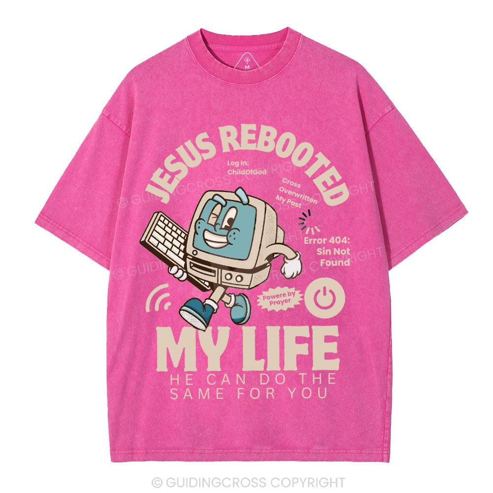 Jesus Rebooted My Life Christian Washed T-Shirt