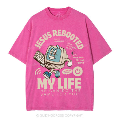 Jesus Rebooted My Life Christian Washed T-Shirt