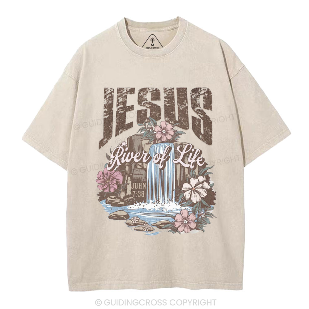 Jesus River Of Life Christian Washed  T-Shirt