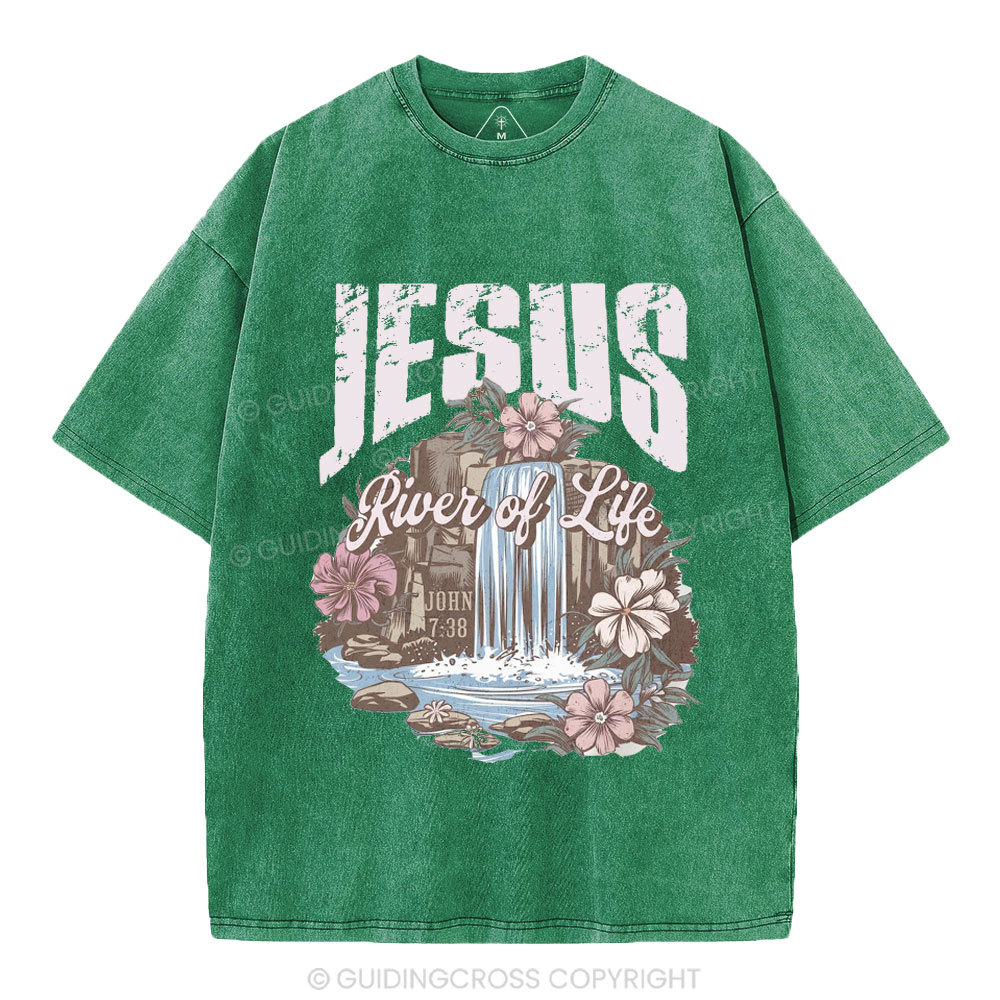 Jesus River Of Life Christian Washed  T-Shirt