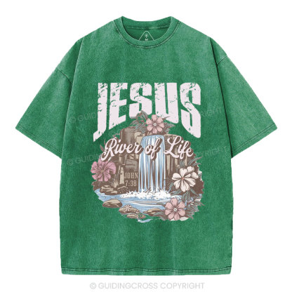 Jesus River Of Life Christian Washed  T-Shirt