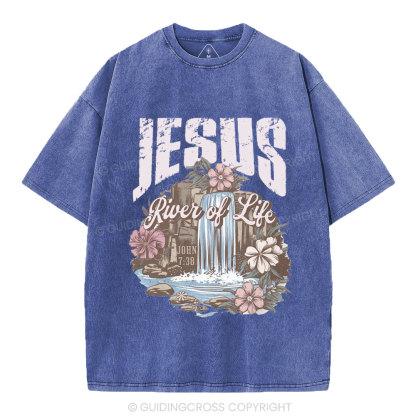 Jesus River Of Life Christian Washed  T-Shirt